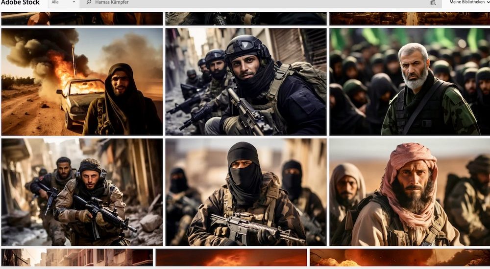 Ratnici Hamasa onako na Adobe foto stoku, onkako ih vidi VI (foto: snimak ekrana)