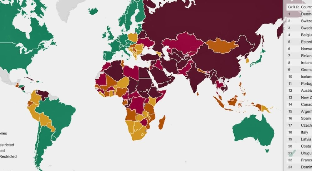 Mapa Izveštaja o slobodi izražavanja u svetu (izvor: Article 19)